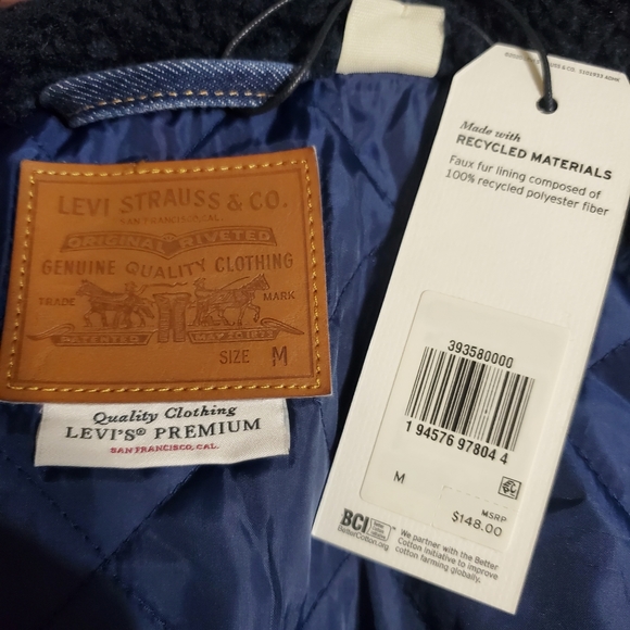 Levi's Premium COCOON BOMBER SHERPA TRUCKER JEAN JACKET - Picture 12 of 12